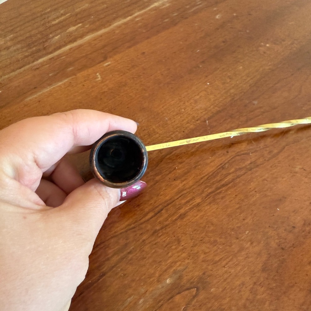 Vintage Copper Candle Snuffer with Solid Brass Spiral Handle 11" Long - Picture 4 of 6